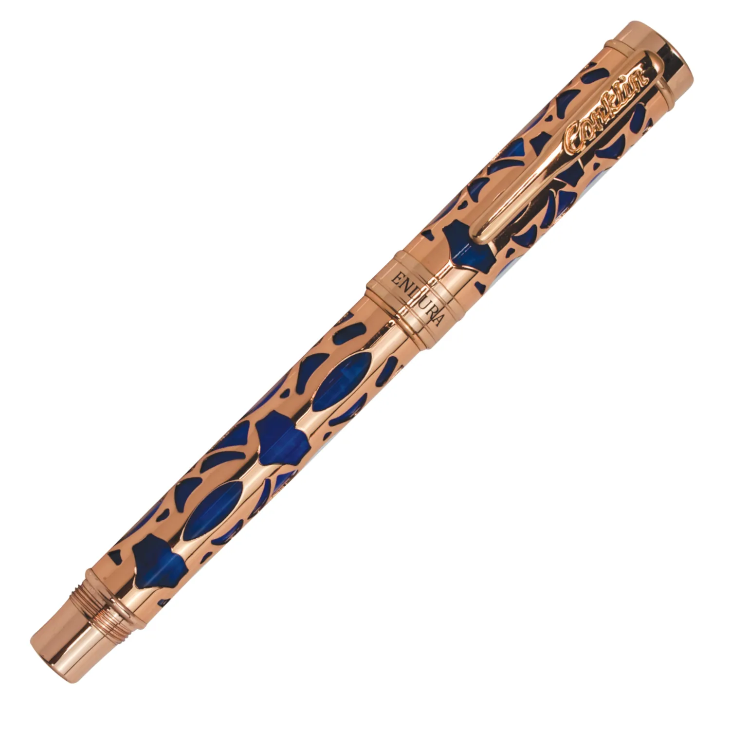 Conklin Endura Deco Crest Fountain Pen - Blue w/ Rosegold