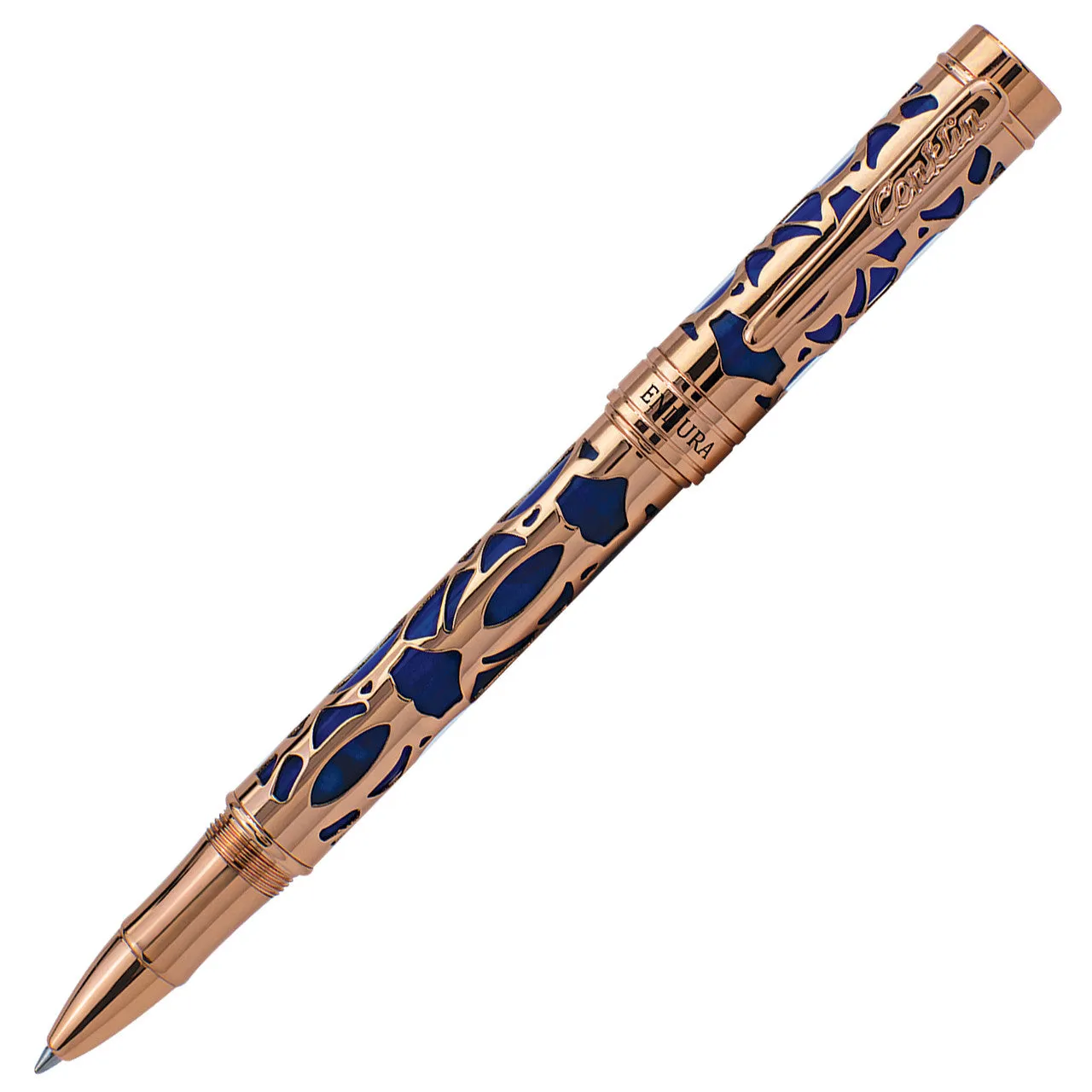 Conklin Endura Deco Crest Rollerball Pen - Blue w/ Rose Gold