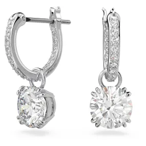 CONSTELLA PENDANT DROP EARRINGS, WHITE, RHODIUM PLATED