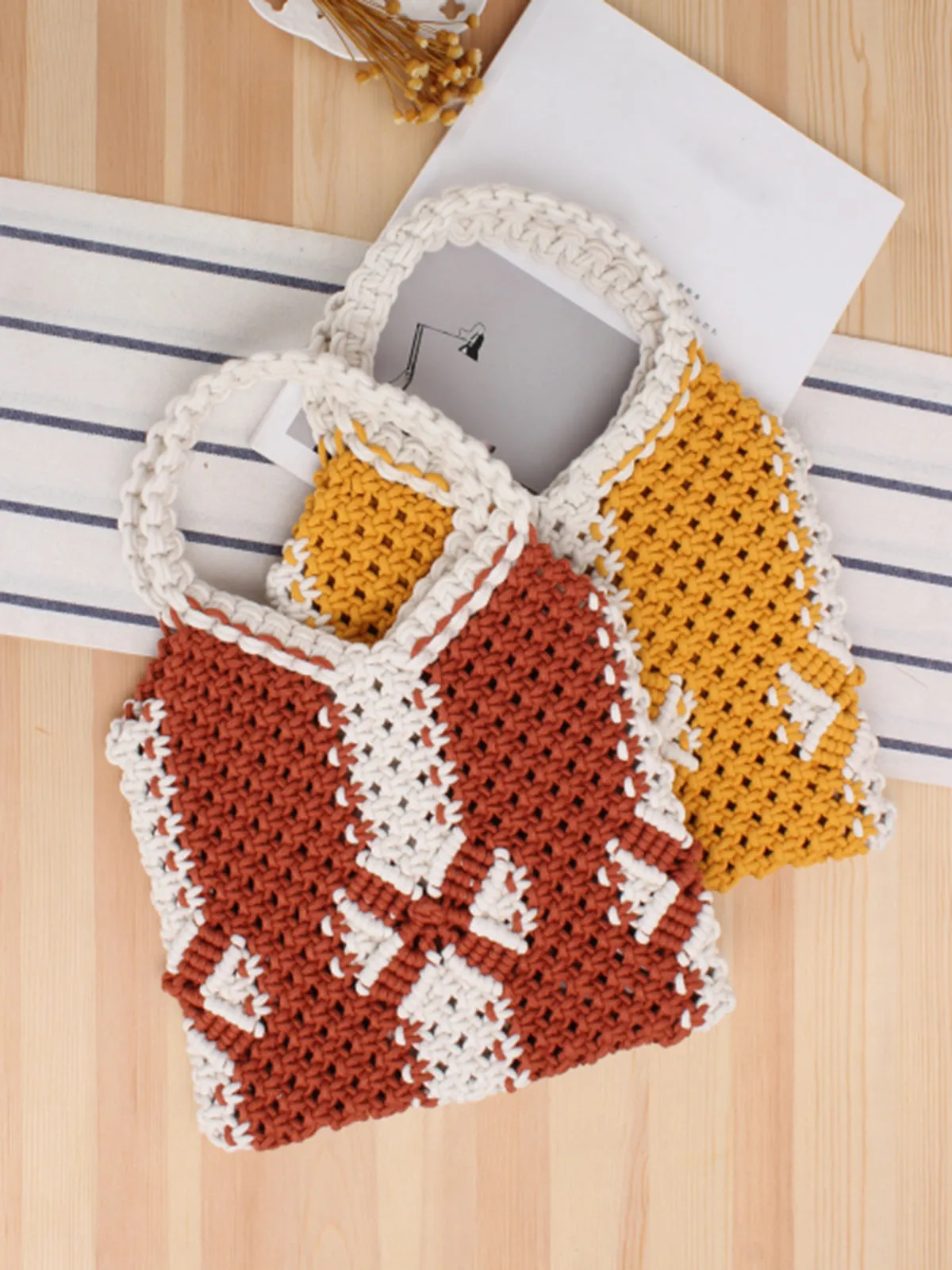 Cotton Rope String Woven Weave Summer Handbag