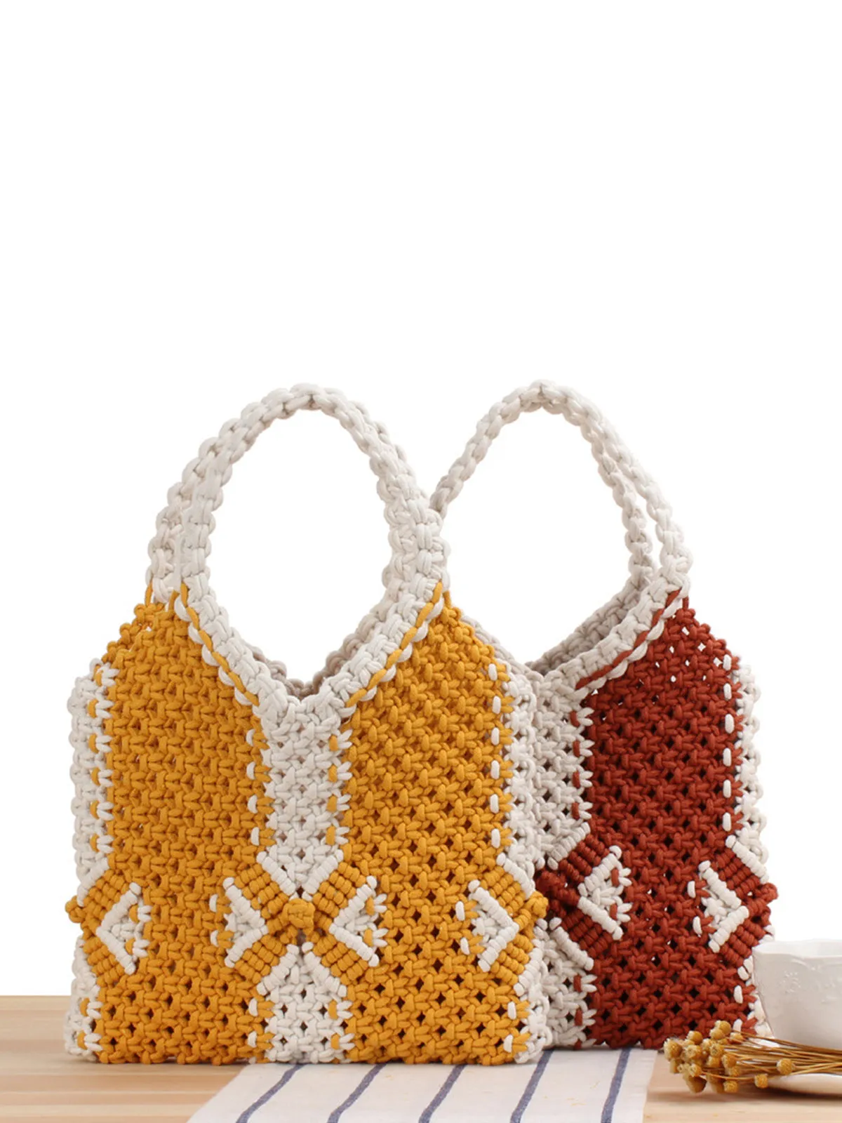 Cotton Rope String Woven Weave Summer Handbag