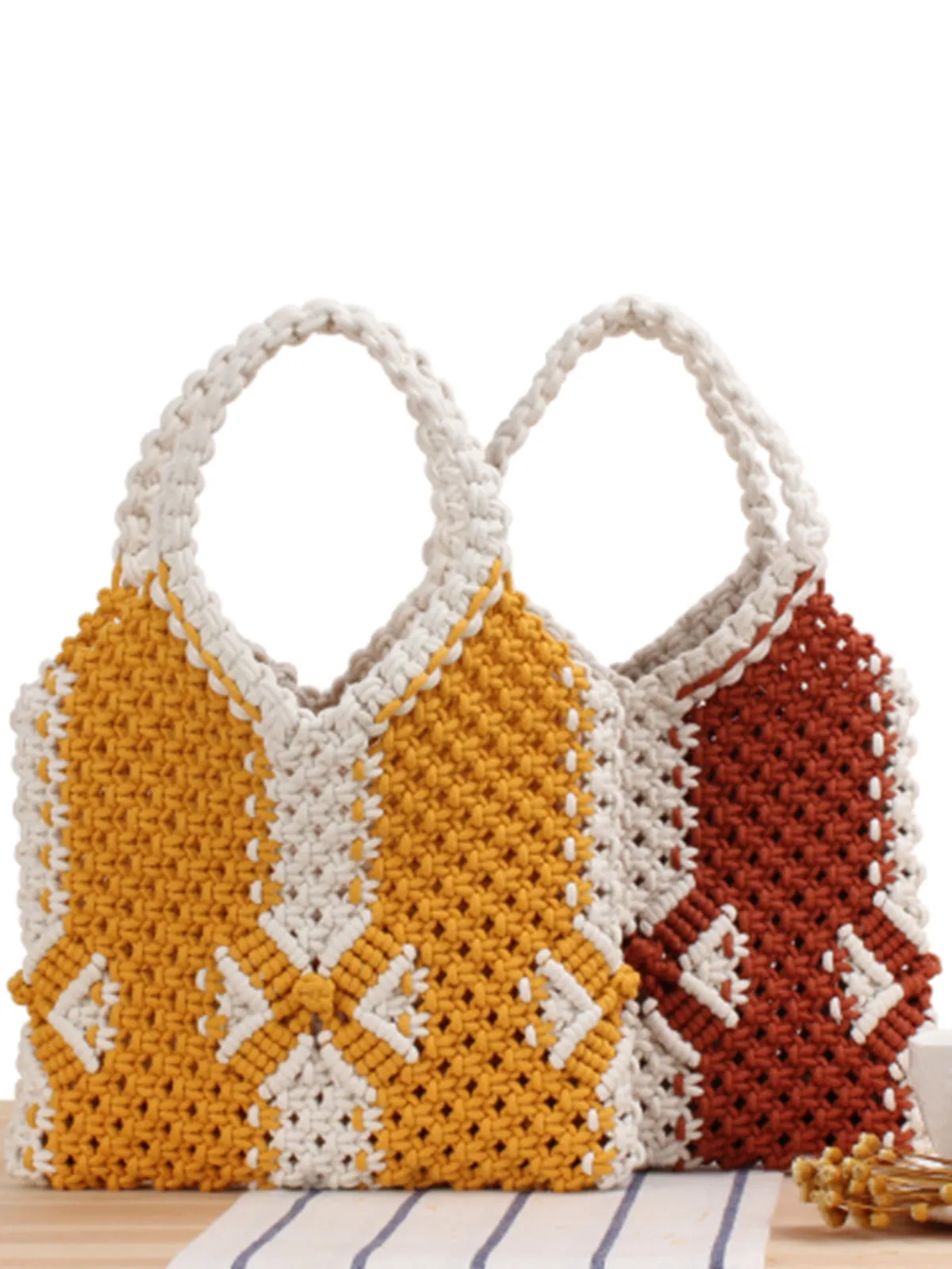 Cotton Rope String Woven Weave Summer Handbag