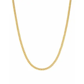 CRISLU Mens 18" Matte Curb Chain Necklace In 18KT Yellow Gold