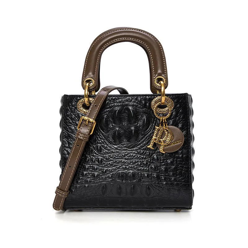 Crocodile pattern Princess Diana bag for women new trendy light luxury fashion foreign style crossbody bag handbag