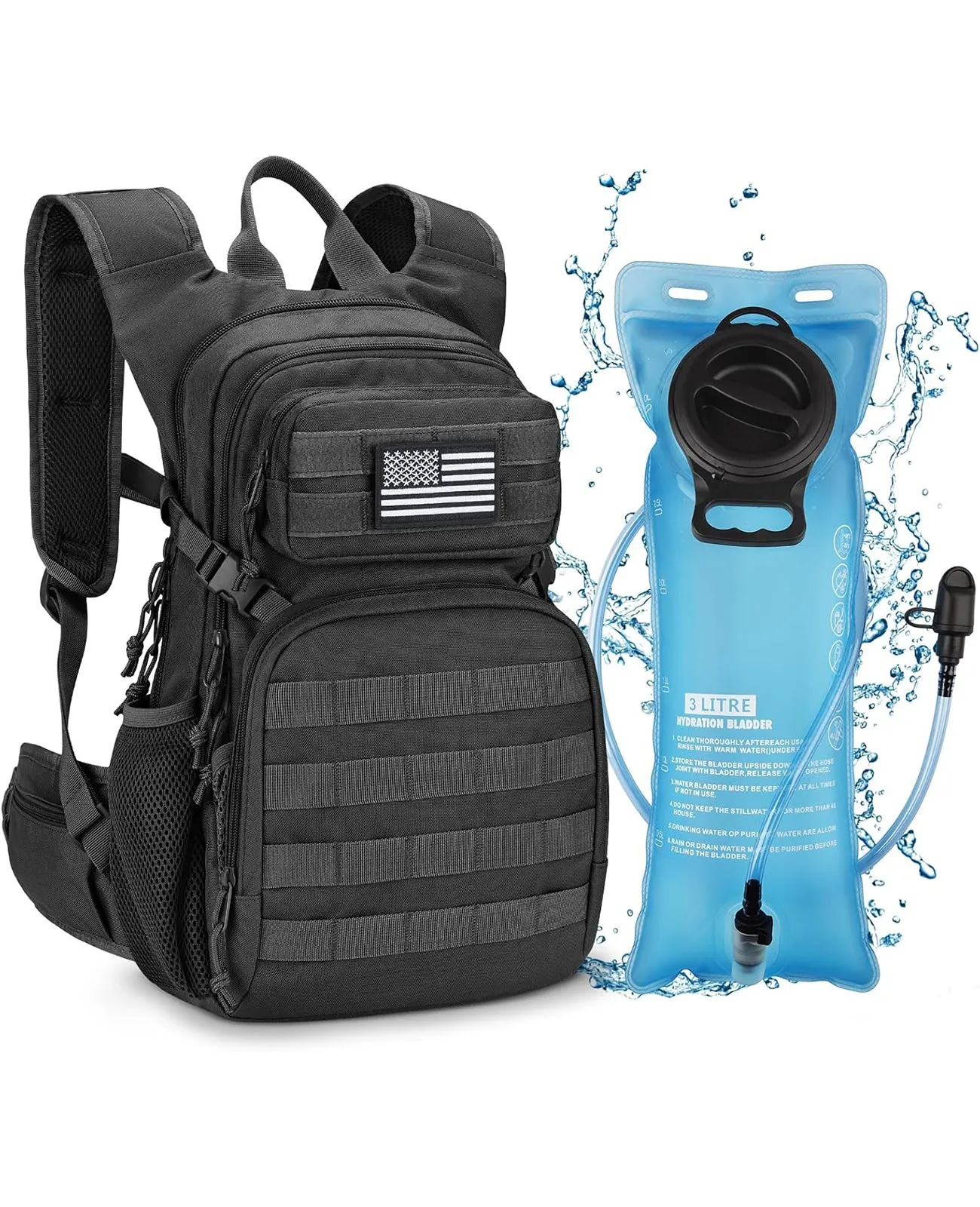 CVLIFE Tactical Hydration Backpack with 3L Water Bladder