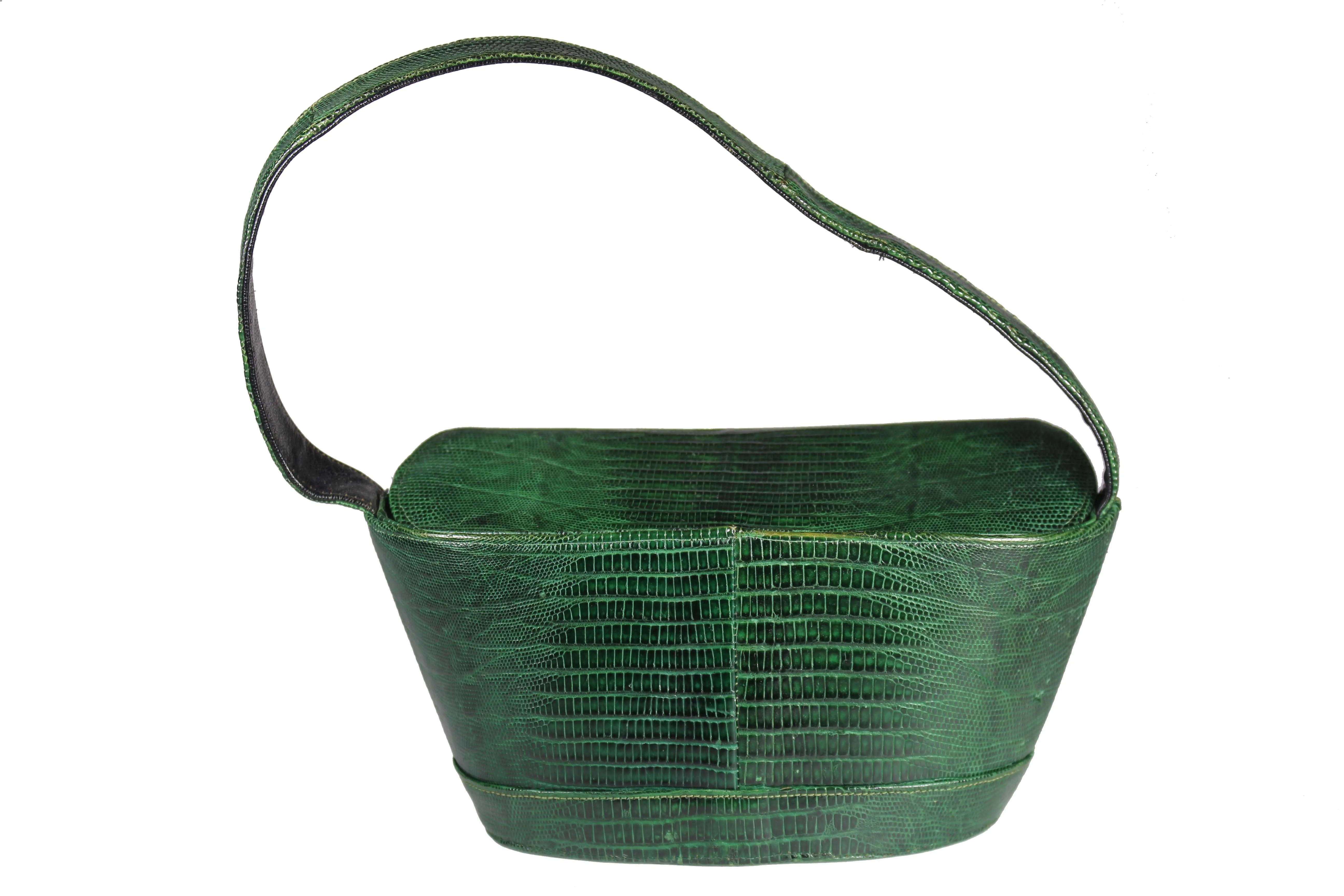 DEITSCH green lizard skin handbag