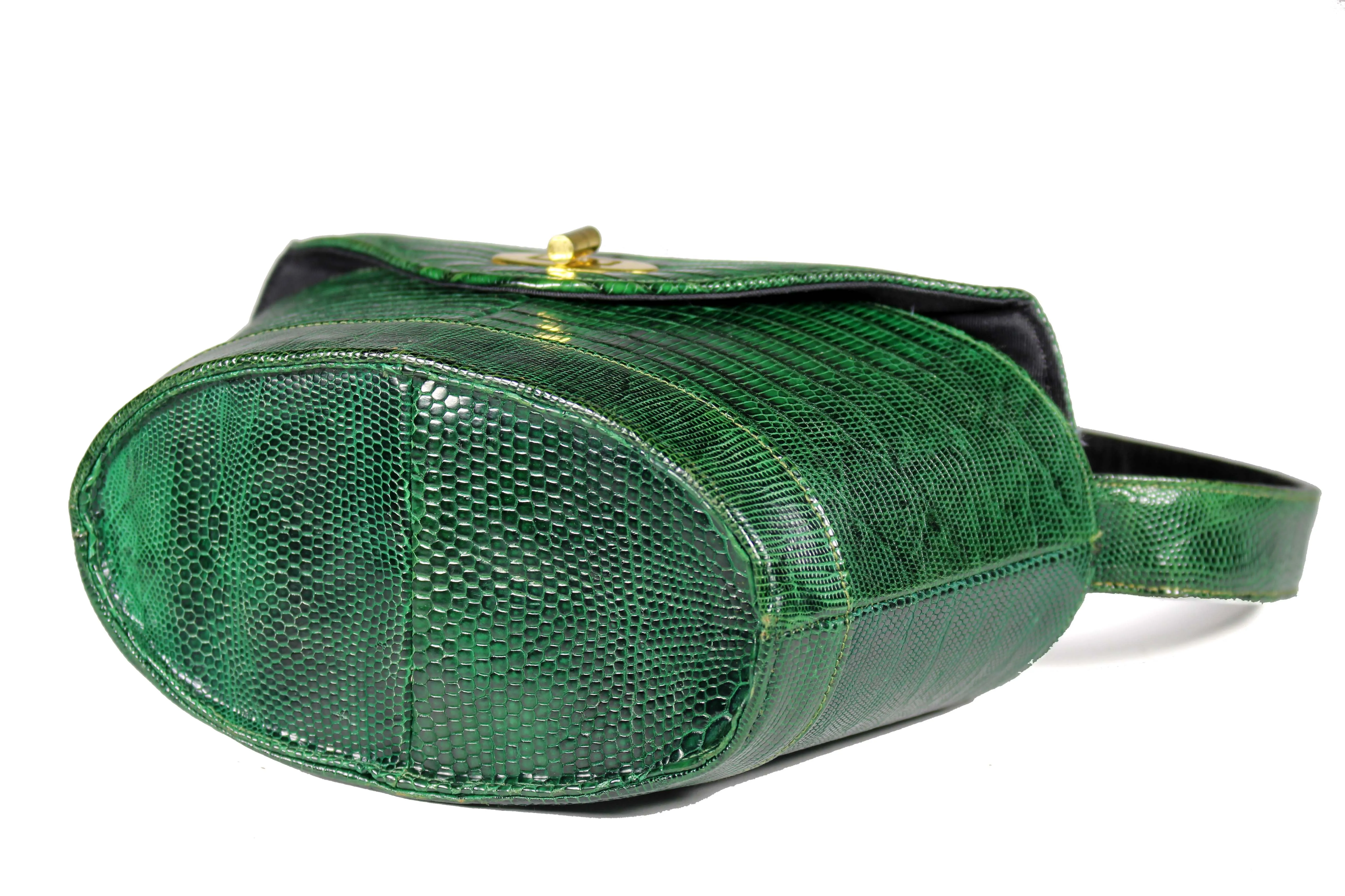 DEITSCH green lizard skin handbag