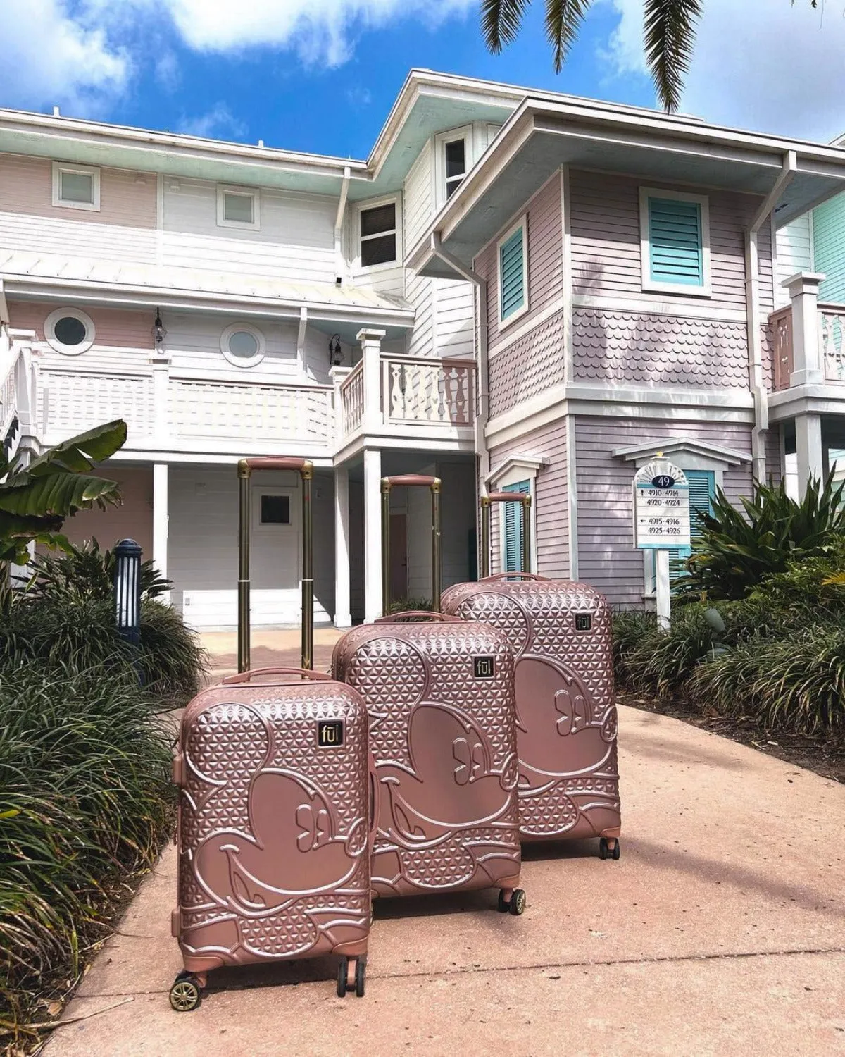 Disney Mickey Mouse Rolling Suitcases 3 Piece Set - Rose Gold