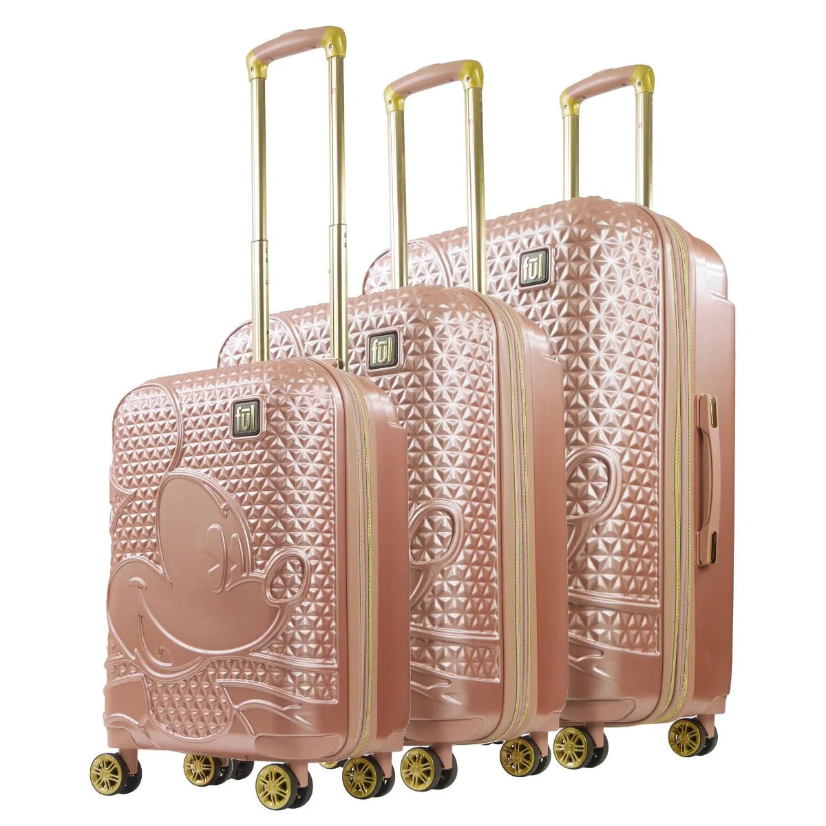 Disney Mickey Mouse Rolling Suitcases 3 Piece Set - Rose Gold