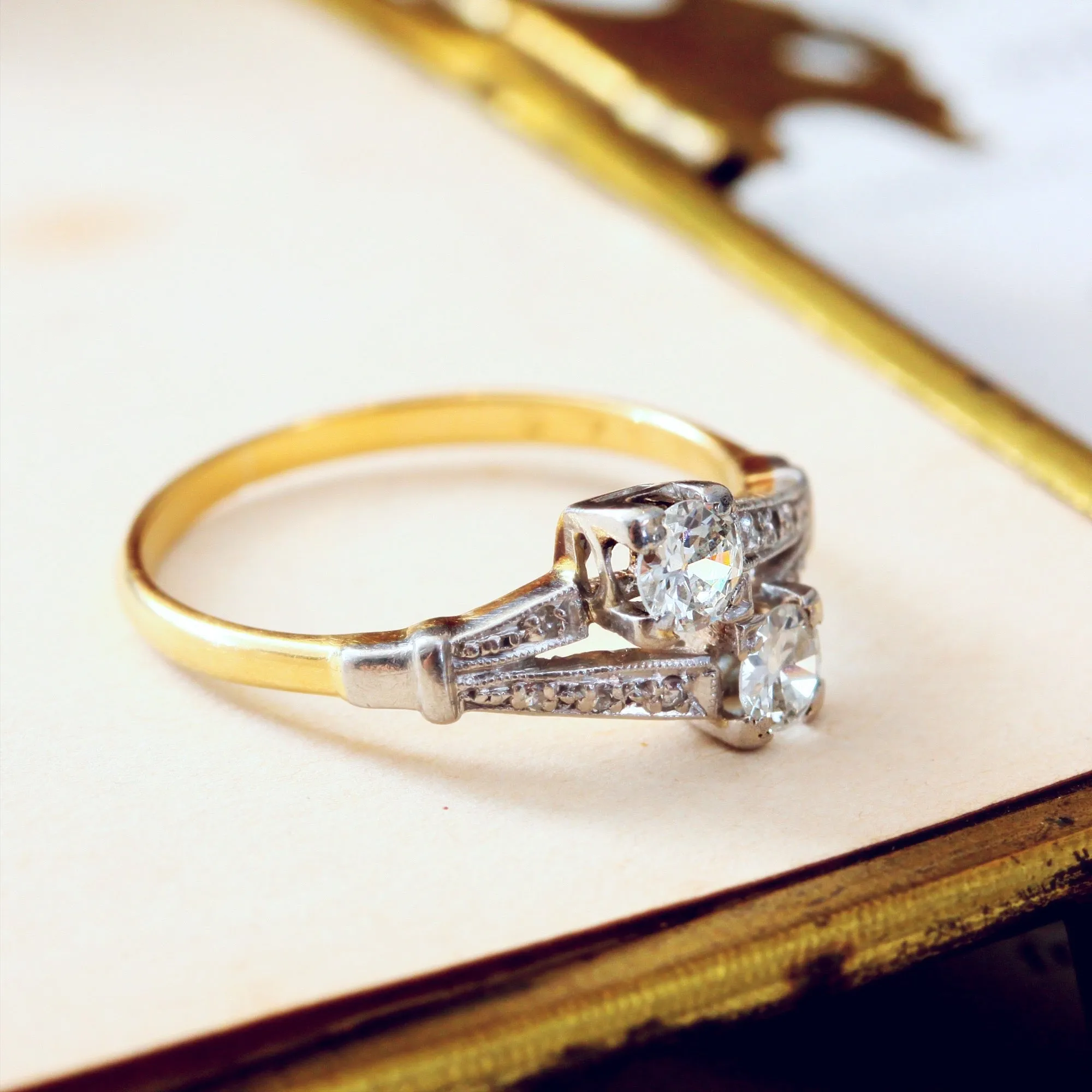 Divine Loveliness! Vintage Diamond 'Toi et Moi' Ring