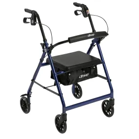 Drive Medical r726bl Walker Rollator with 6" Wheels, Fold Up Removable Back Support and Padded Seat, Blue