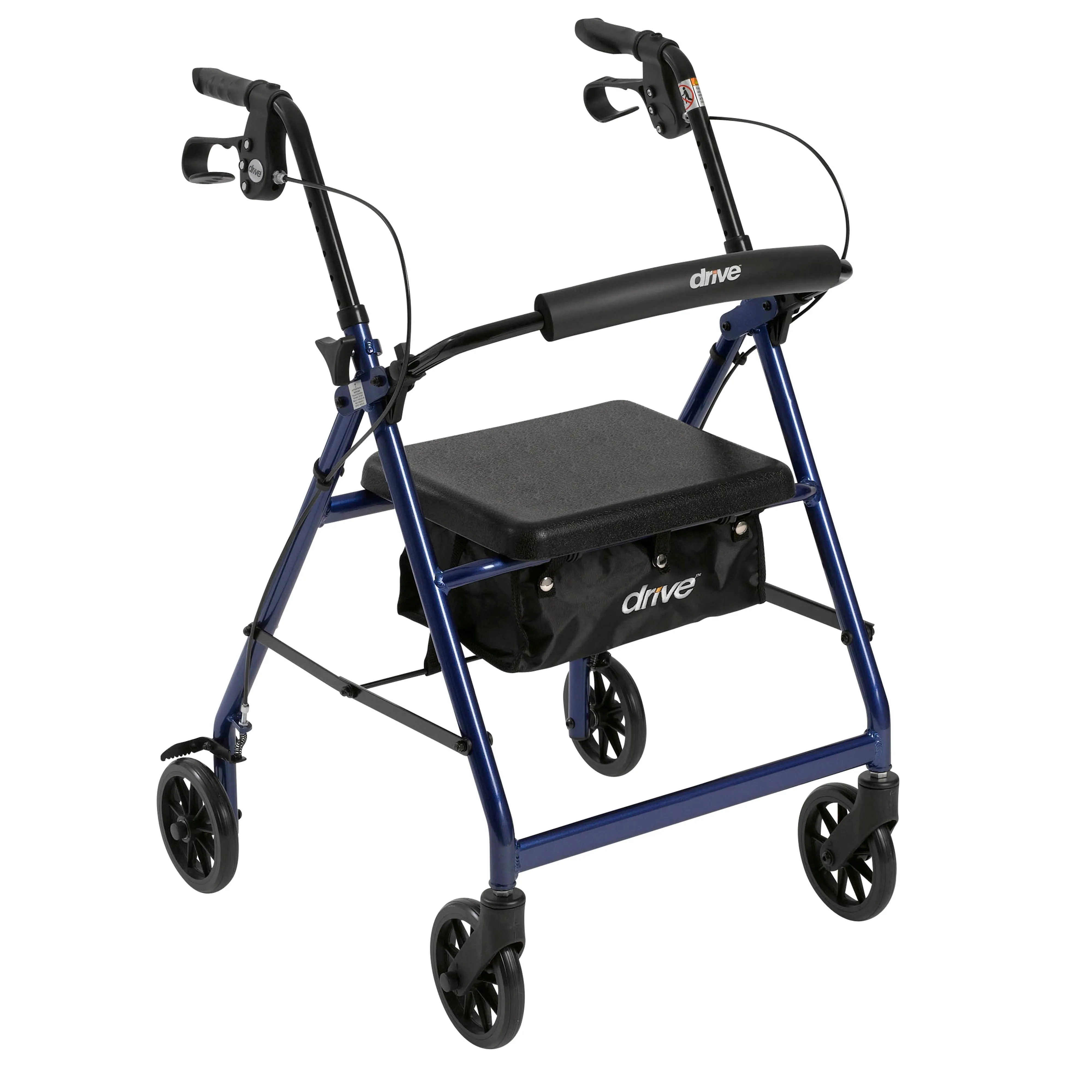 Drive Medical r726bl Walker Rollator with 6" Wheels, Fold Up Removable Back Support and Padded Seat, Blue