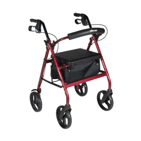 Drive Medical rtl728rd Aluminum Rollator with Removable Wheels, Red