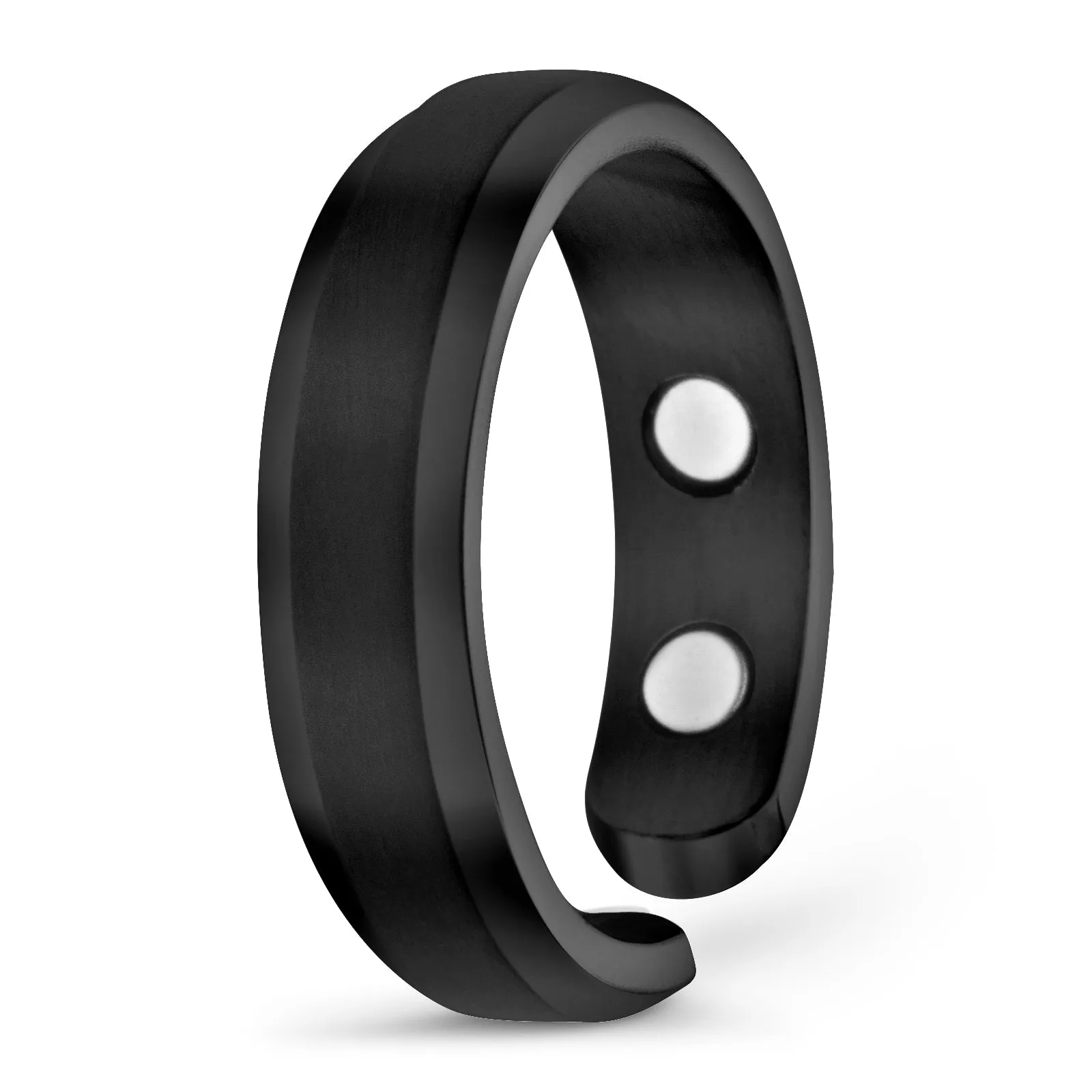 Elegant Titanium Magnetic Therapy Ring - Black, Size 07