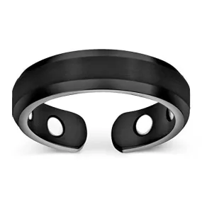 Elegant Titanium Magnetic Therapy Ring - Black, Size 07