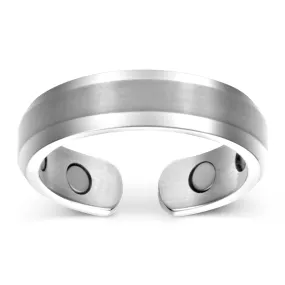 Elegant Titanium Magnetic Therapy Ring Silver, Size 13