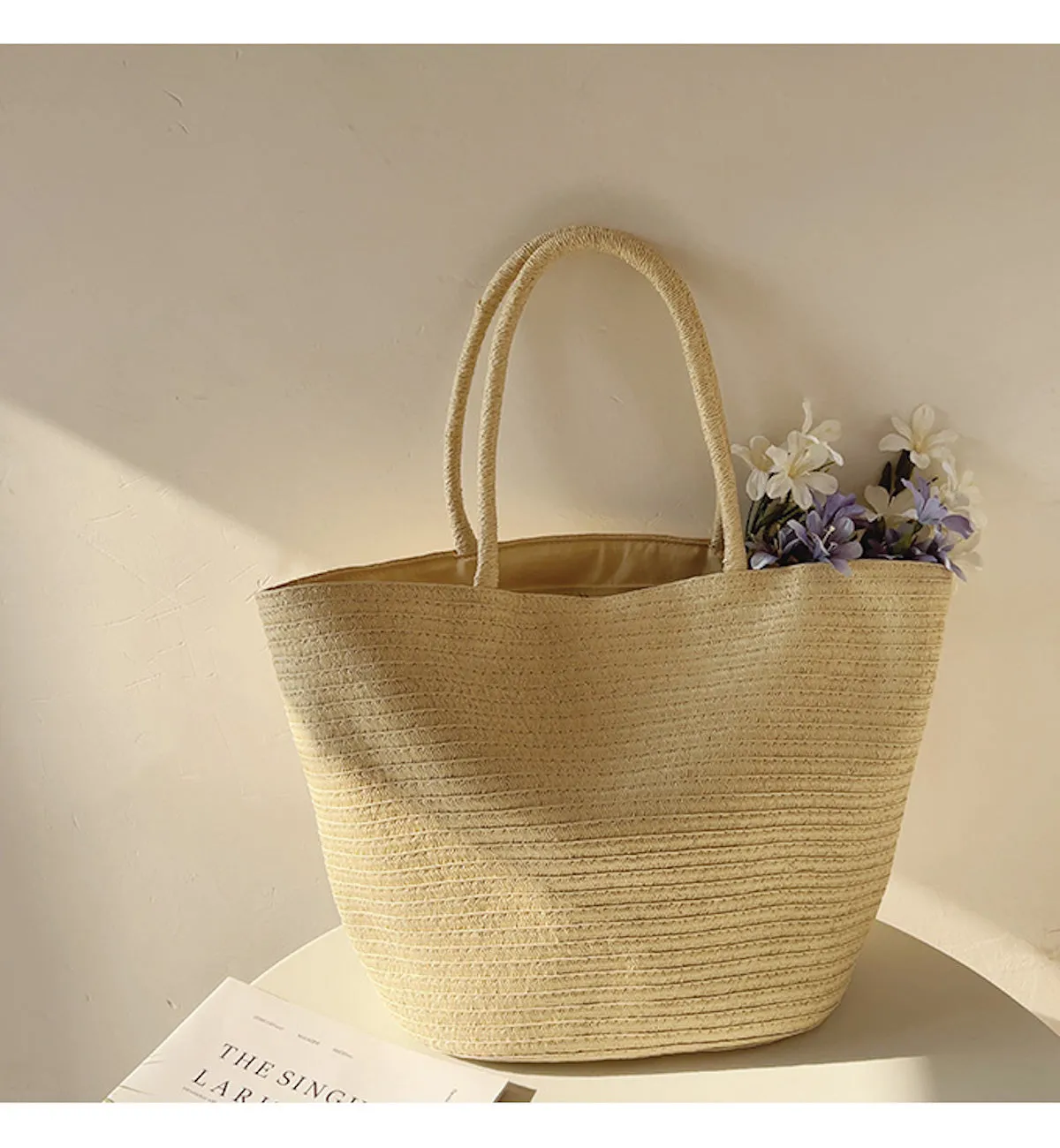 Elena Handbags Modern Style Straw Woven Tote Bag