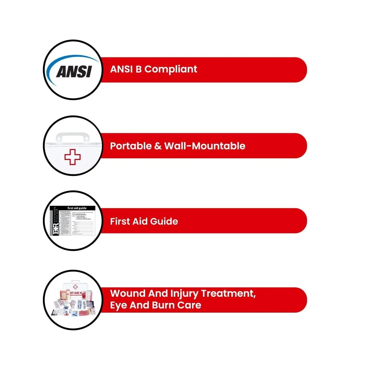 Ever Ready First Aid Basic Ansi First Aid Kit, Class B, Plastic case 40 Person