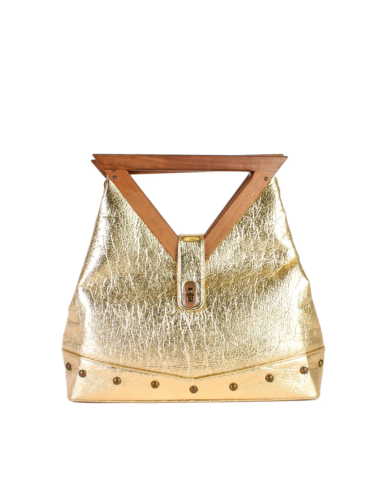 Excel Vintage Gold Lame Geometric Handbag