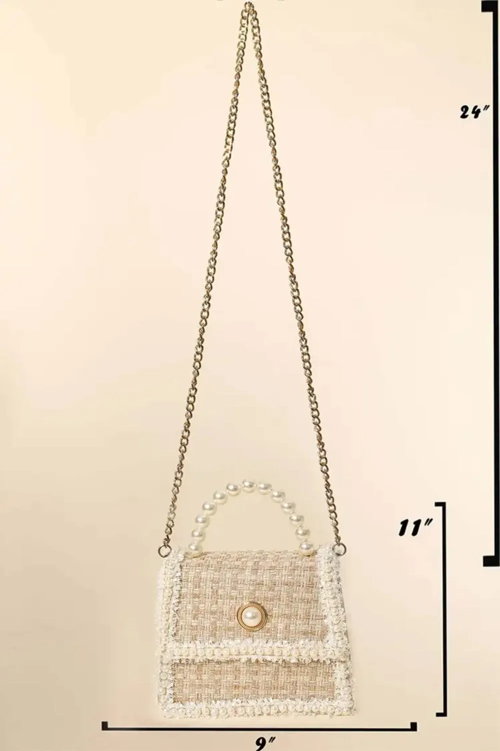 Fame Pearly Trim Woven Handbag