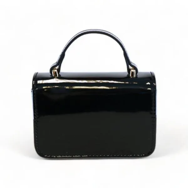 Floral & Charms Patent Leather Purse - Black