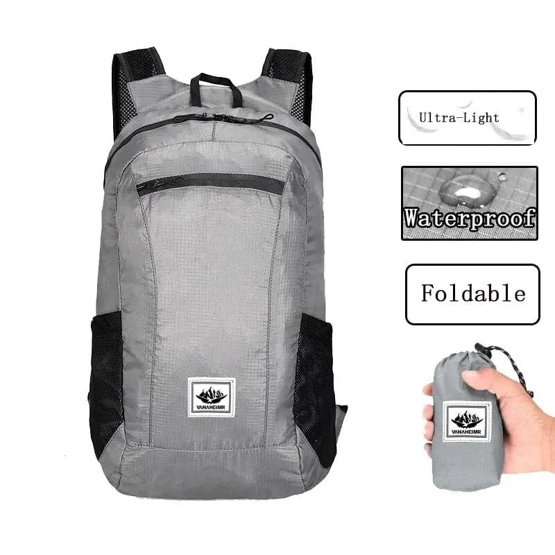 Folding Ultralight Backpack - Lightweight Backpack with Rain Cover and External Frame