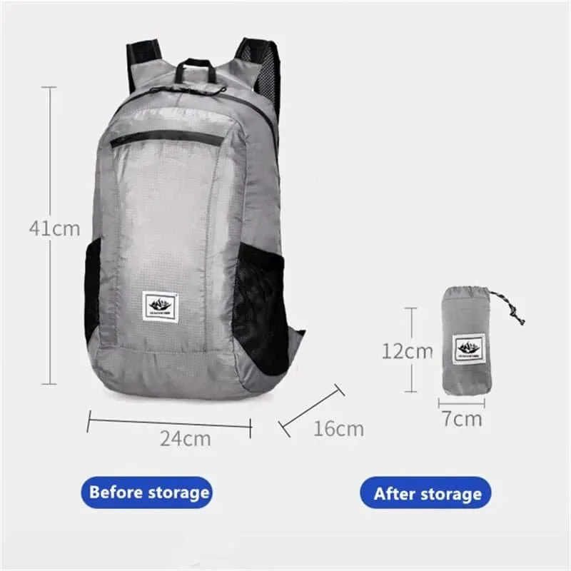 Folding Ultralight Backpack - Lightweight Backpack with Rain Cover and External Frame