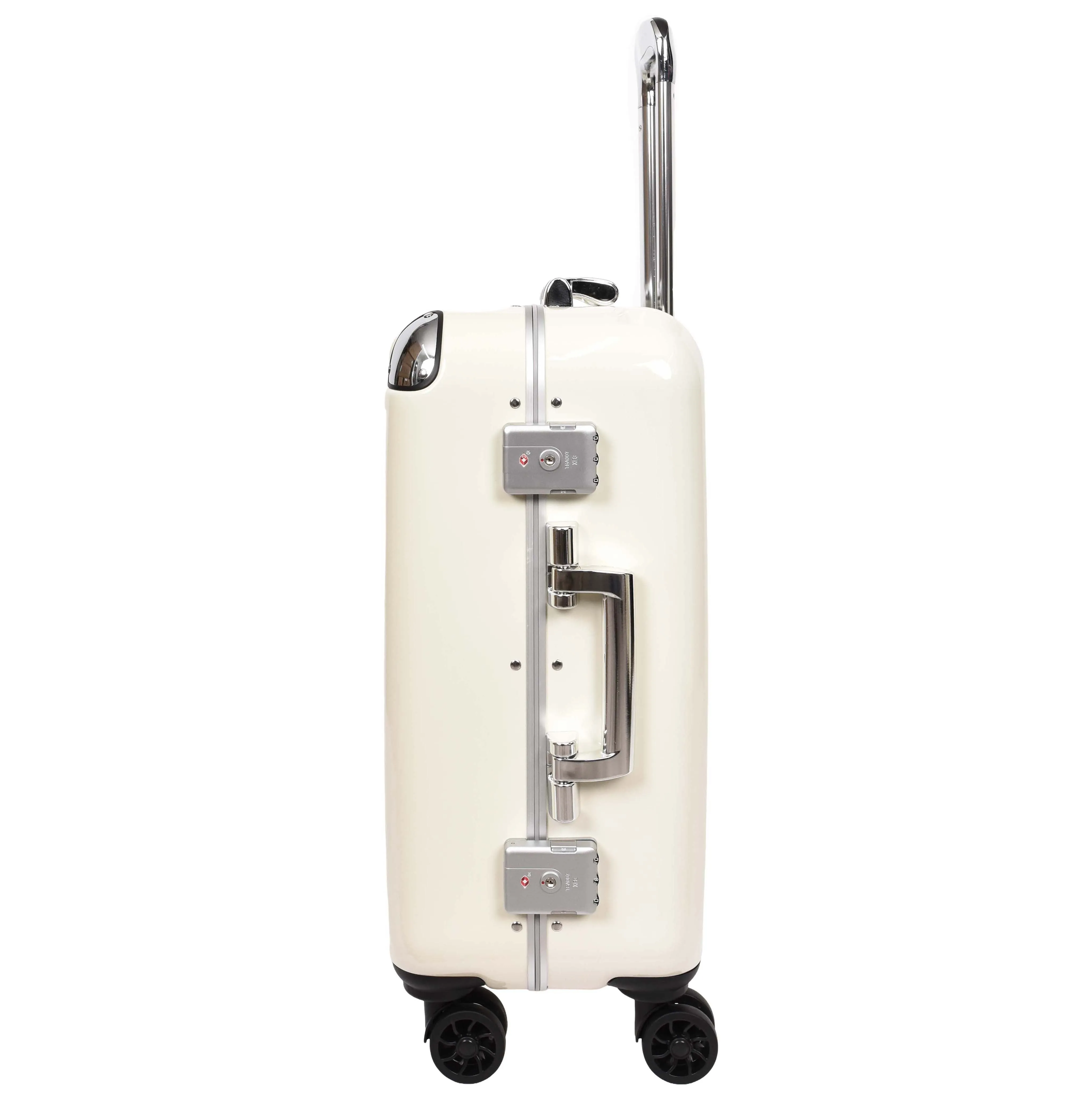 Four Wheel Suitcase Metal Frame Luggage Navigator Off White