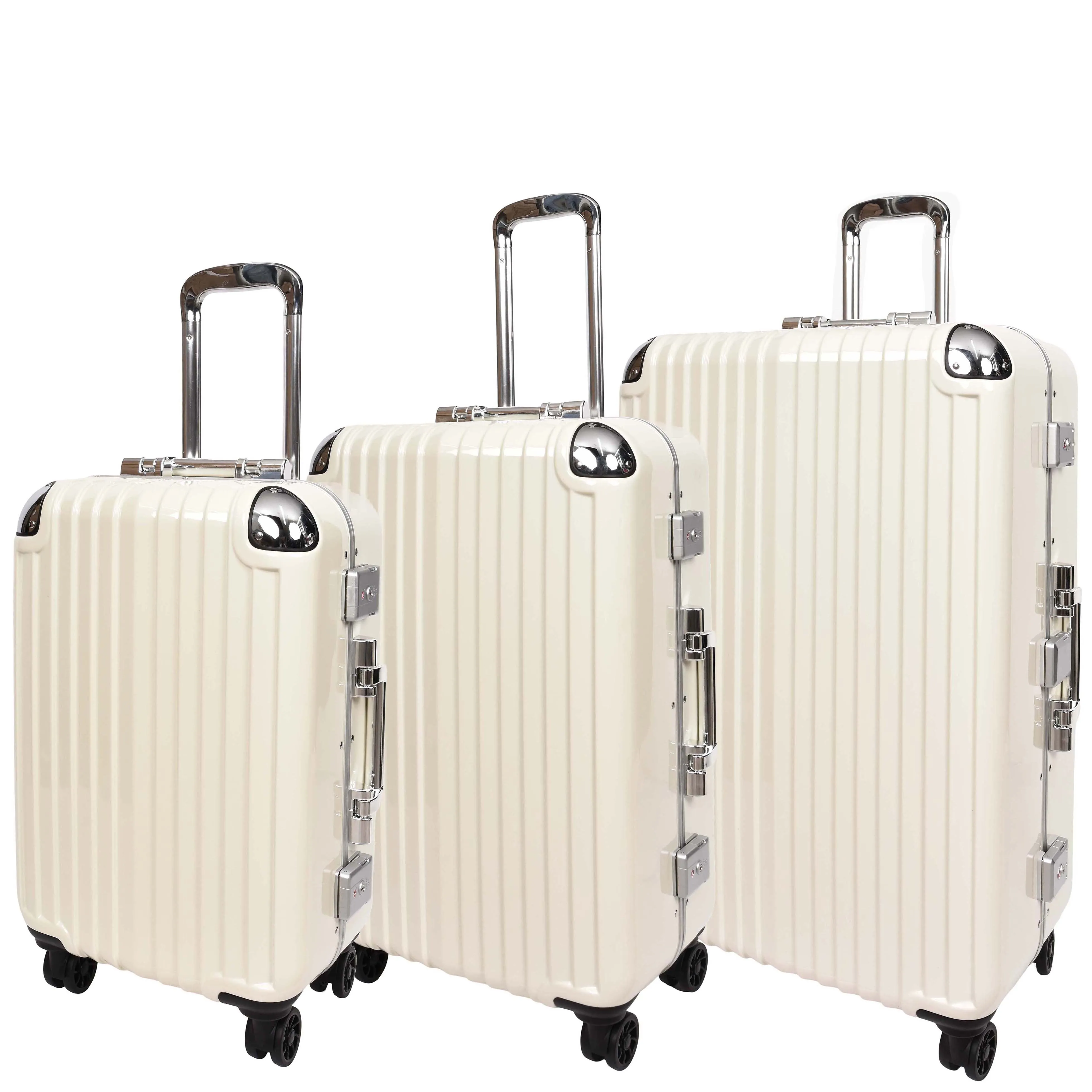 Four Wheel Suitcase Metal Frame Luggage Navigator Off White