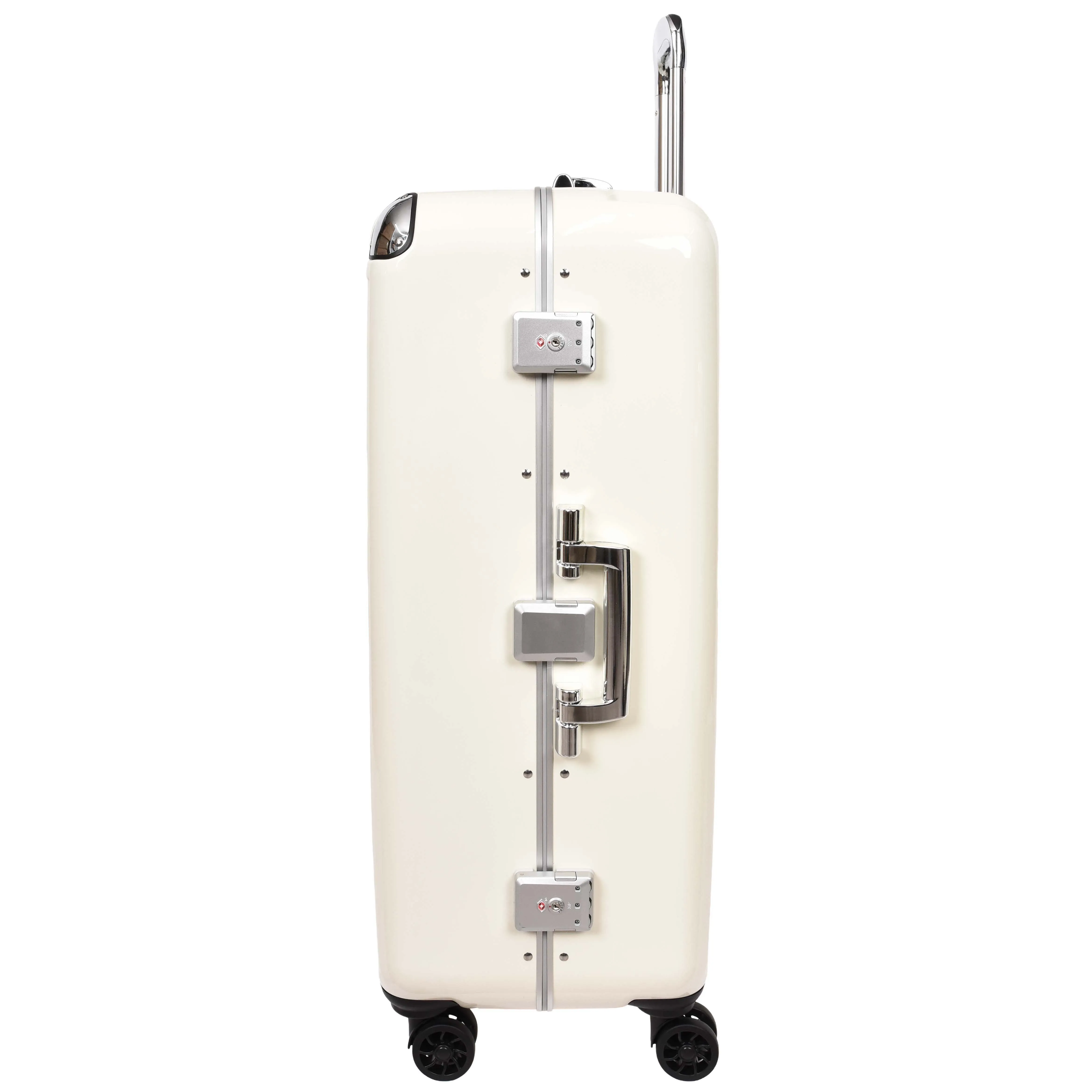 Four Wheel Suitcase Metal Frame Luggage Navigator Off White