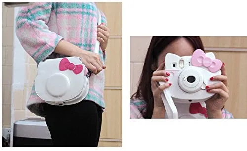 [Fujifilm Hello Kitty Instant Camera Case] -- CAIUL Comprehensive Protection Fujifilm Instax Mini Hello Kitty Instant Film Camera Case Bag With Soft PU Leather Material [Ever Ready Design ] ( White )