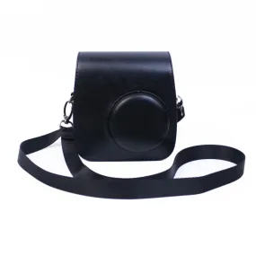 Fujifilm Instax Mini 7 Plus leather case with shoulder strap - Black