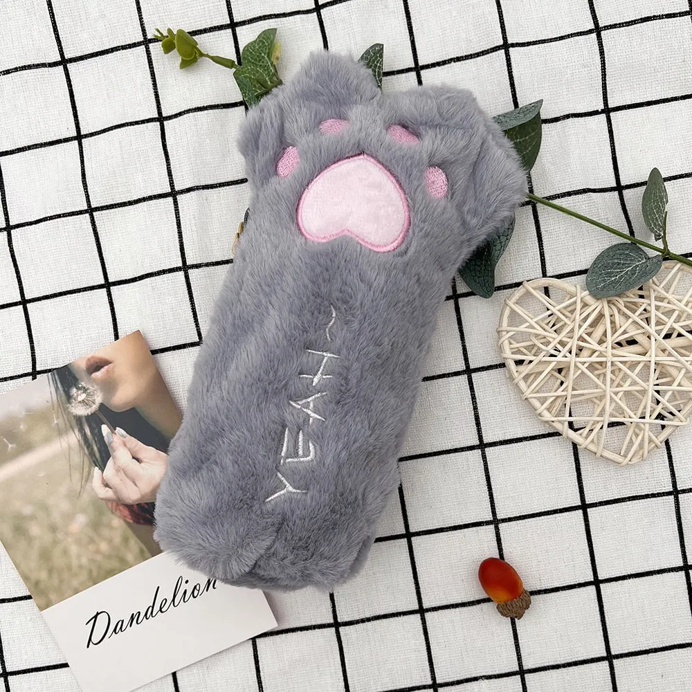 Furry Kitten Paw Pencil Case