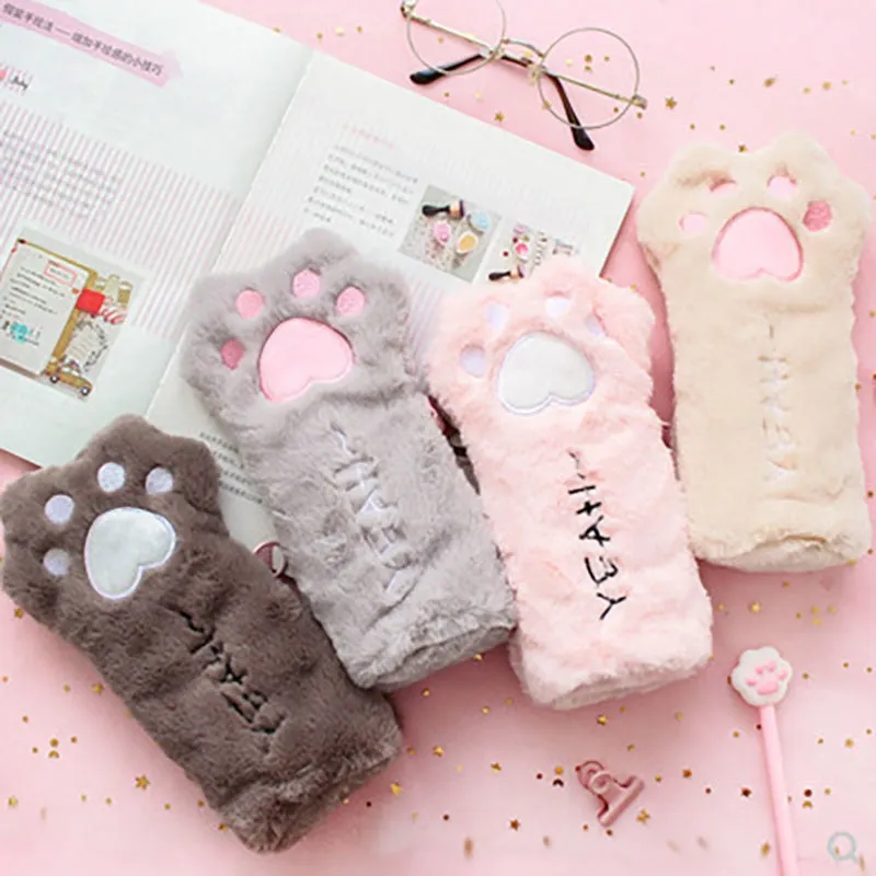 Furry Kitten Paw Pencil Case