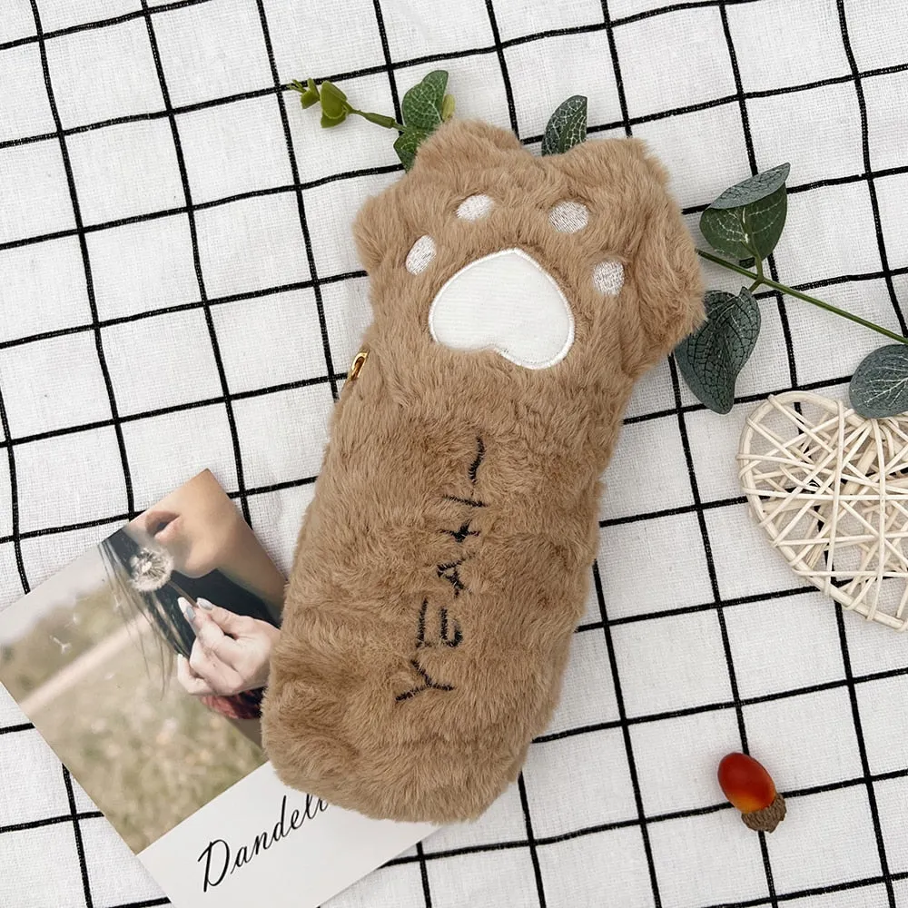 Furry Kitten Paw Pencil Case