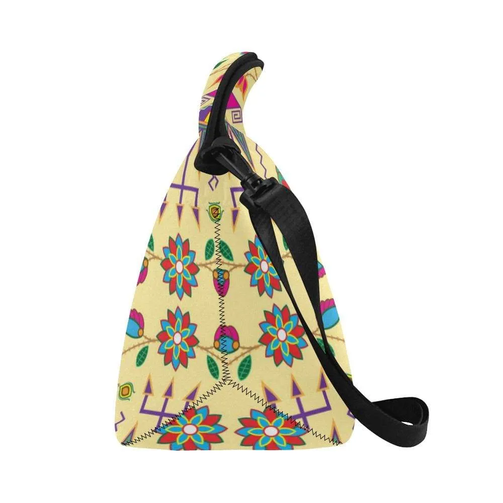 Geometric Floral Fall-Vanilla Neoprene Lunch Bag/Large