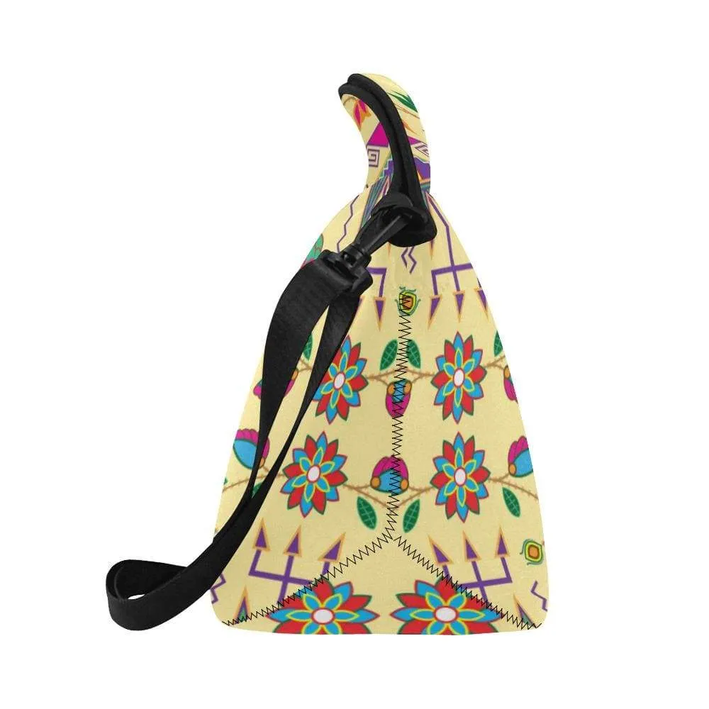 Geometric Floral Fall-Vanilla Neoprene Lunch Bag/Large