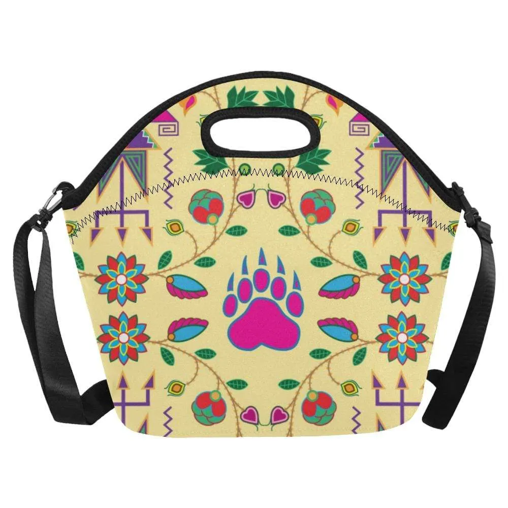 Geometric Floral Fall-Vanilla Neoprene Lunch Bag/Large