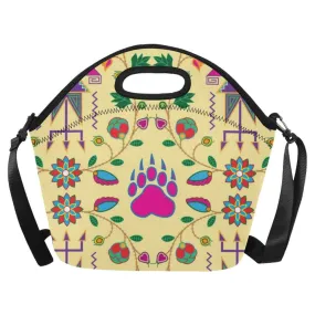 Geometric Floral Fall-Vanilla Neoprene Lunch Bag/Large