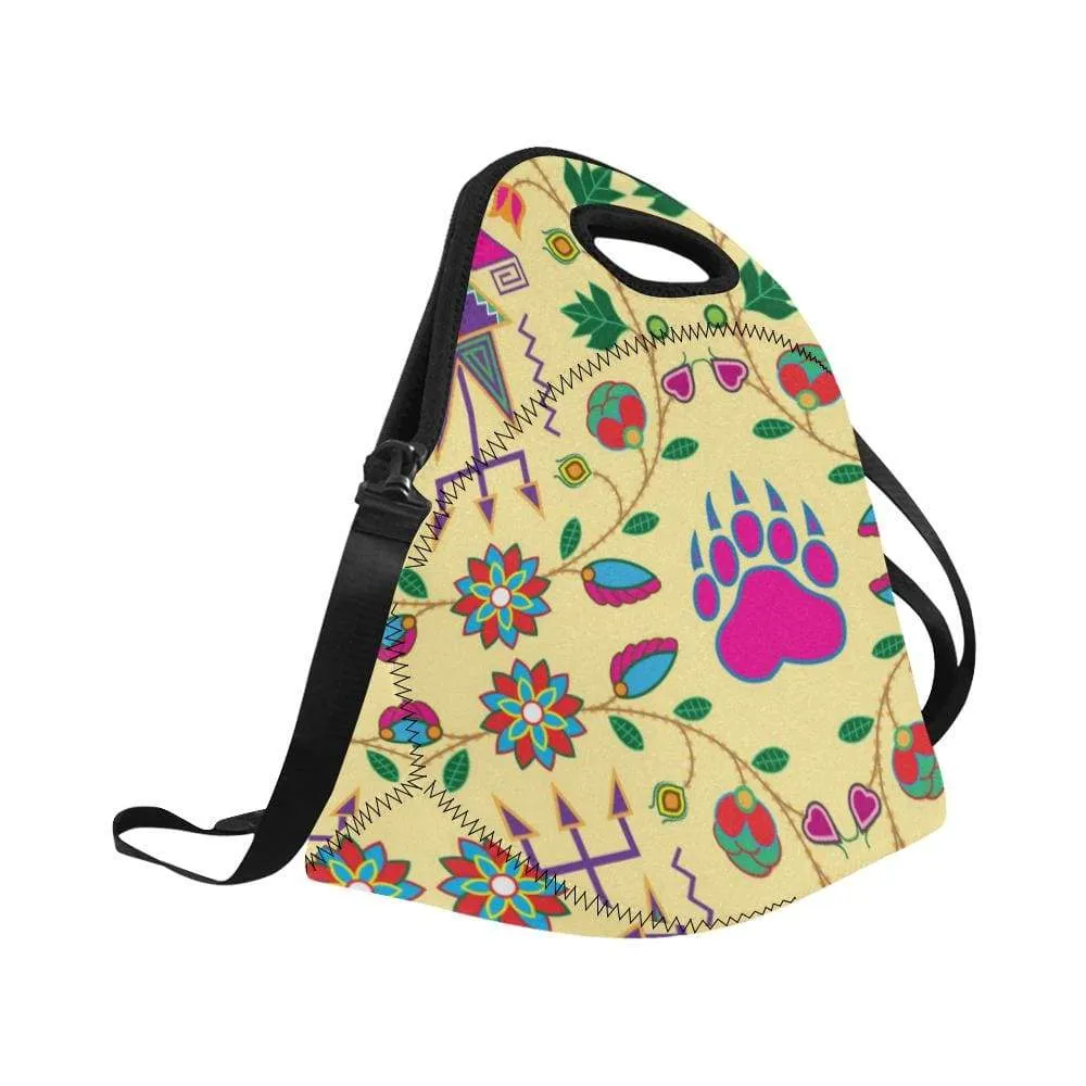 Geometric Floral Fall-Vanilla Neoprene Lunch Bag/Large