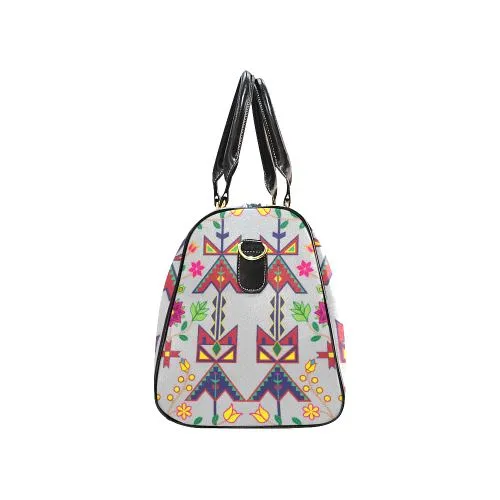 Geometric Floral Spring-Gray Waterproof Travel Bag