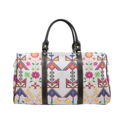 Geometric Floral Spring-Gray Waterproof Travel Bag