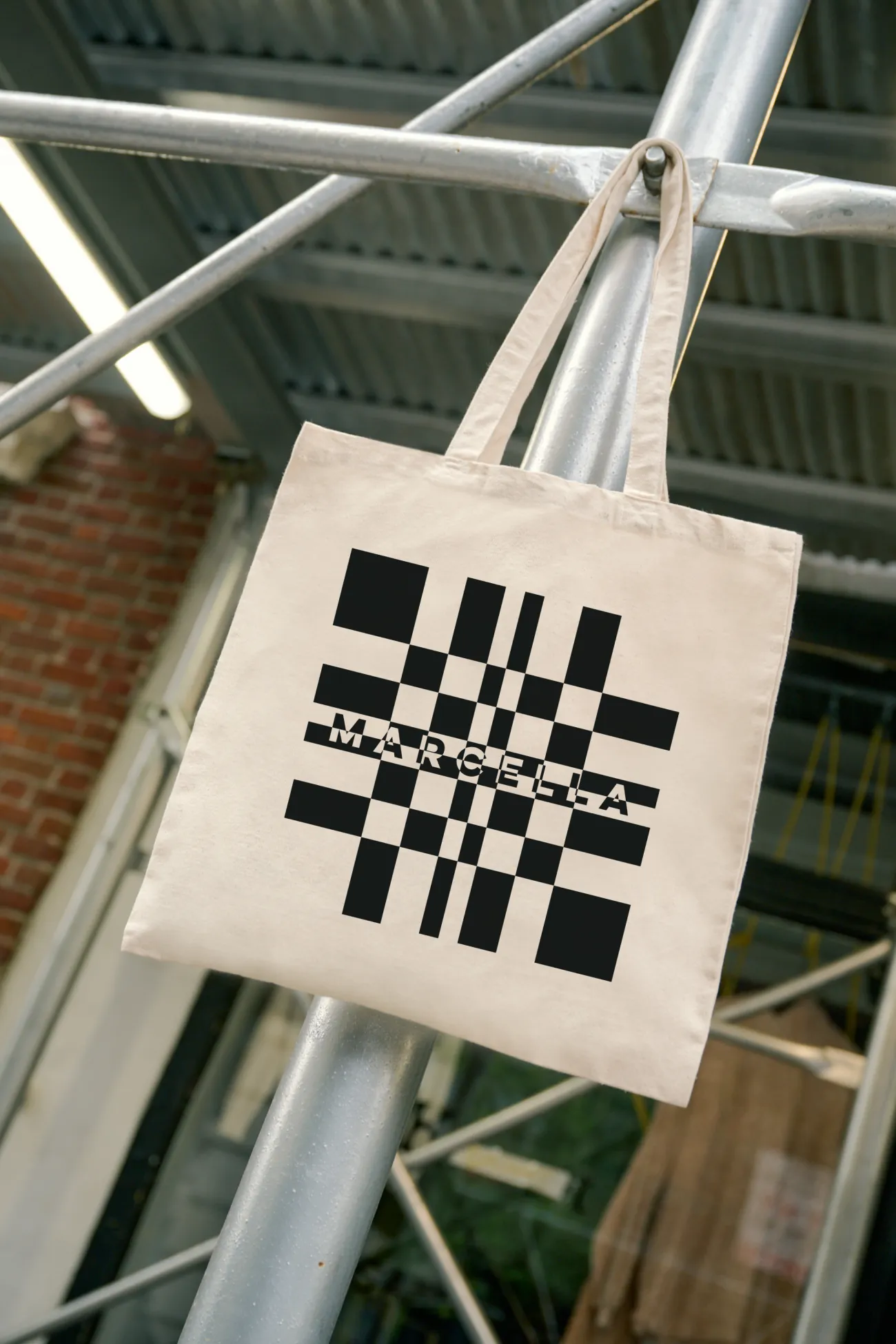 Geometric Print Branded Tote Bag