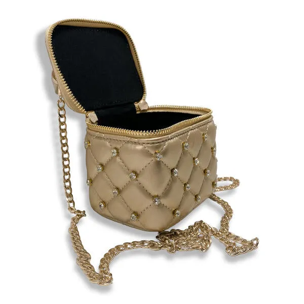 Gold Embellished Vanity Quilted Purse