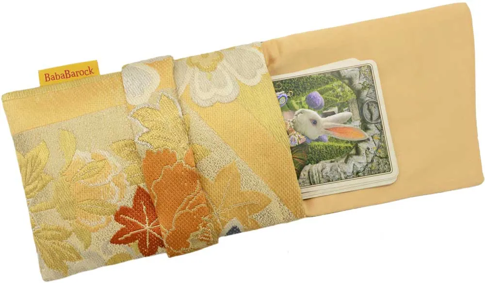 Golden Garden - Japanese vintage silk foldover pouch