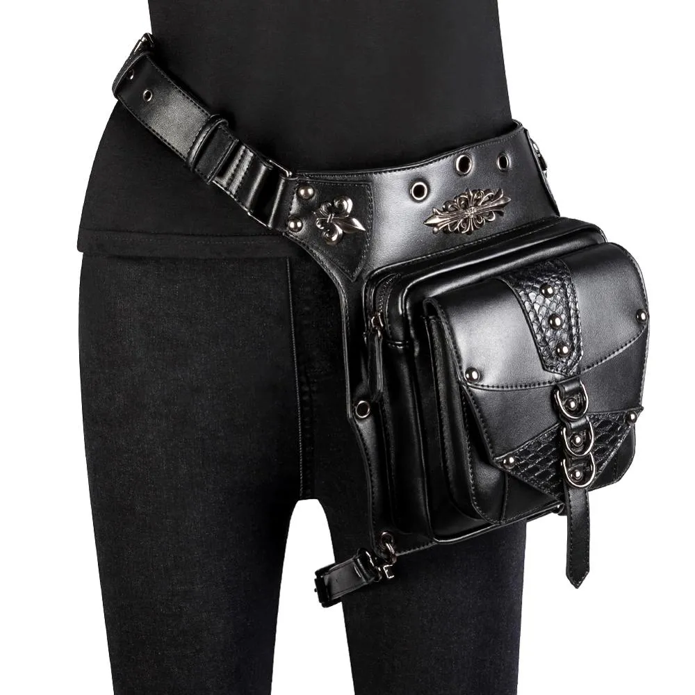 Gothic Rivets Motorcycle Steampunk Chain Belt Waist Bag