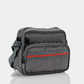 Grey Camera Bag with Red Stripe