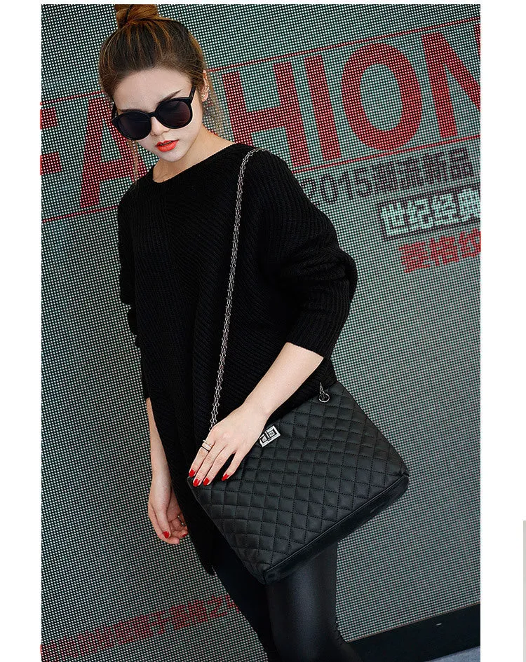 Handbag shoulder slung rhombic chain handbag