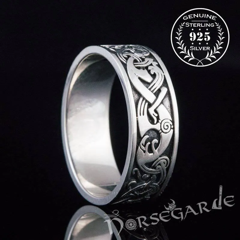 Handcrafted Late Urnes Ornamental Band - Sterling Silver