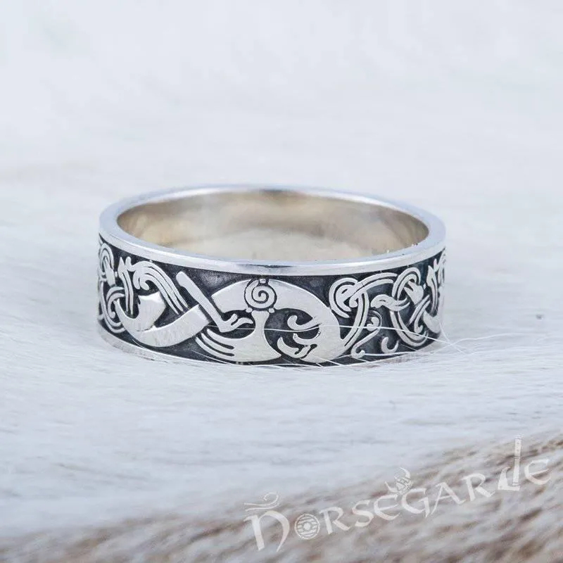 Handcrafted Late Urnes Ornamental Band - Sterling Silver